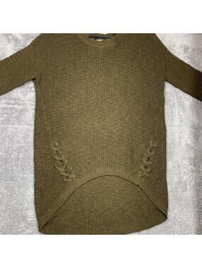 Express Women's Olive Green Sweater Dress Size Small 100% Cotton Long Sleeve Tun